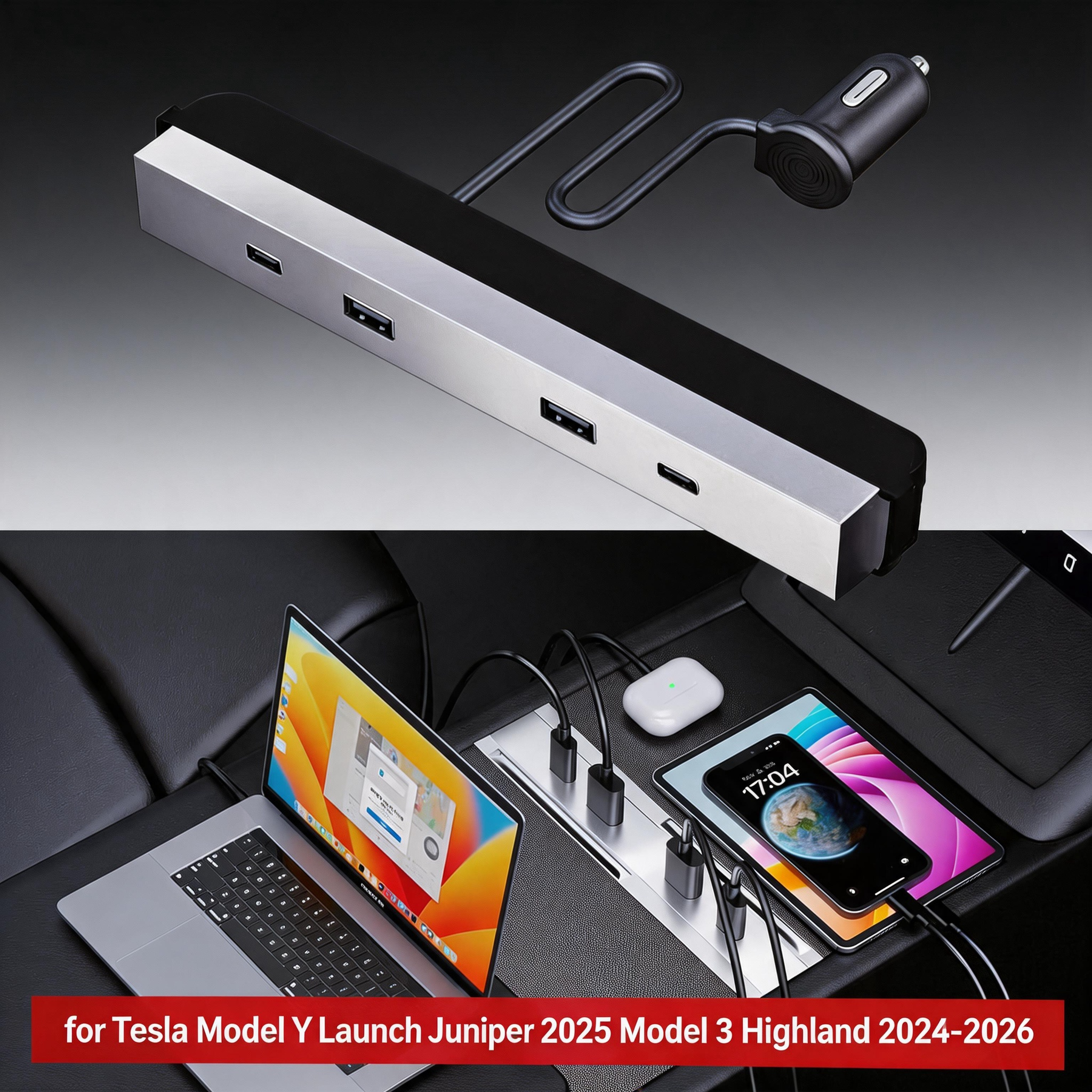 Usb Hub Type C - Central Control Upgrade For Tesla Model