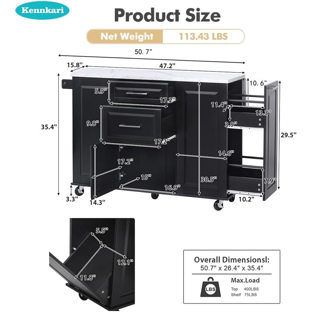 50.7 Mobile Kitchen Island wit - Mobile & Tablet Accessories 评论和价格