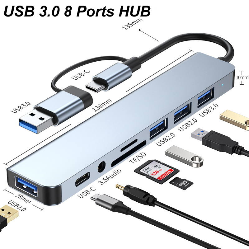 8-IN-1 USB TYPE-C 3.0 HUB 3.5M - Usb Hub Type C 评论和价格