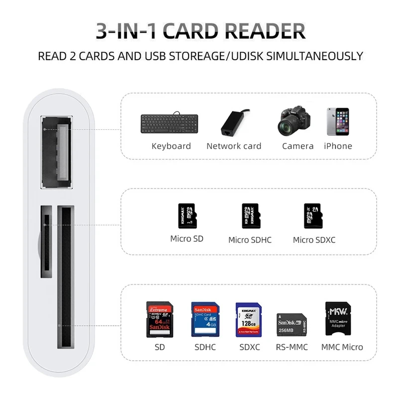 1-5pcs 3-in-1 Card Reader Adap - Microsd Card Tablet 评论和价格