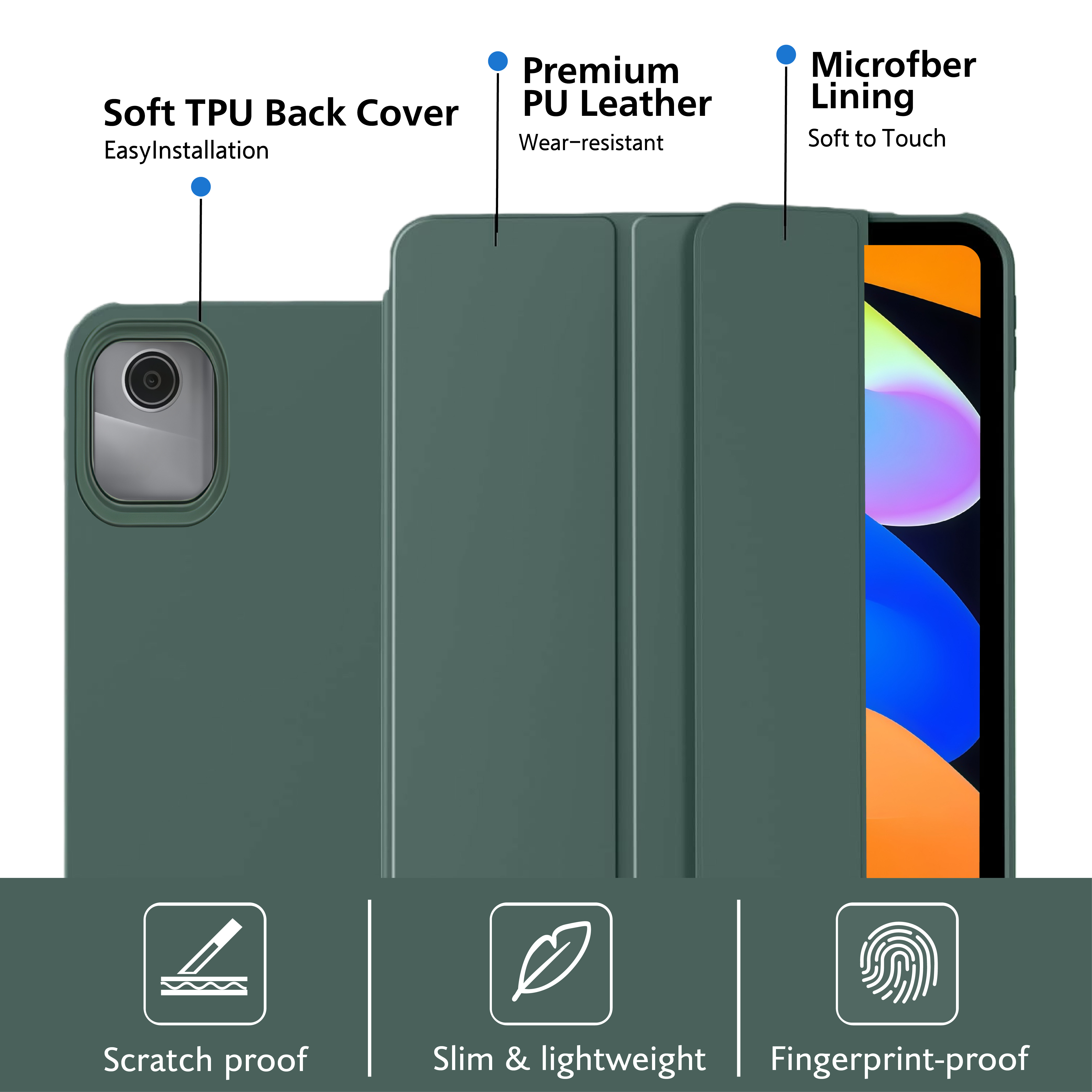 Tri-fold Flip Case For Lenovo  - Lenovo Tablet M11 Accessories 评论和价格