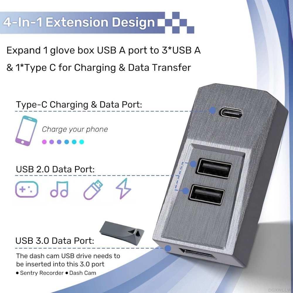 Plug and Play 4 Port Glovebox  - Usb Hub Type C 评论和价格