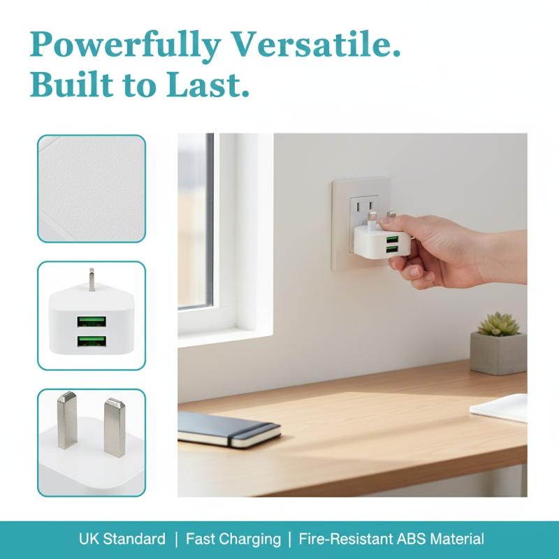 UK 3 Pin Wall Charger Dual USB - Tablet Accessories For Students 评论和价格