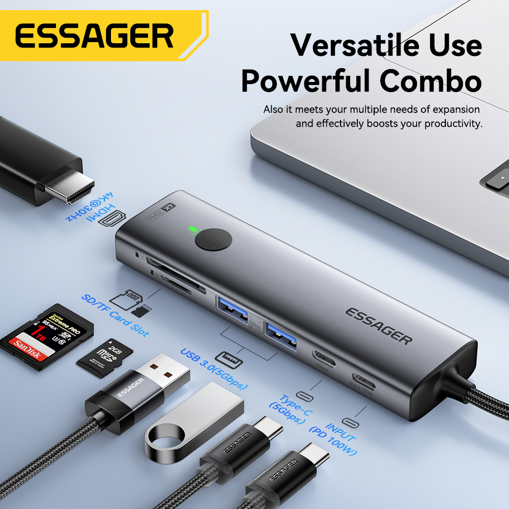 Essager USB C HUB 4K 7-in-1 Ty - Usb Hub Type C 评论和价格